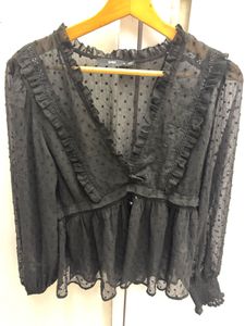 Sheer Black Ruffle Blouse