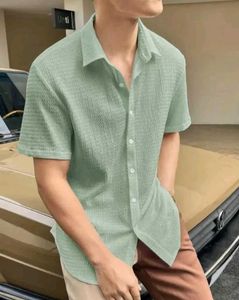 Mint Green Textured Casual Shirt