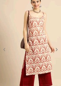 Trendy beige And maroon Kurthi ❤