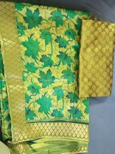 Green Floral Pattern Saree