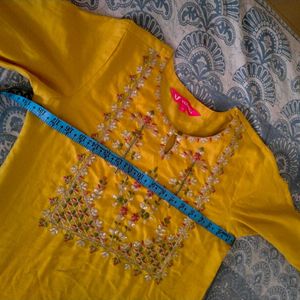 Yellow Embroidered Tunic Top