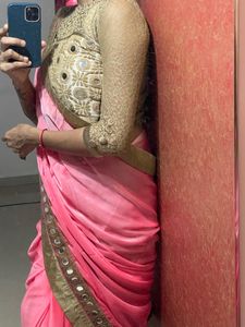 Pure Chiffon Mirror Work Saree,Blouse