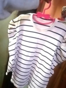 Striped Puff Sleeve Top
