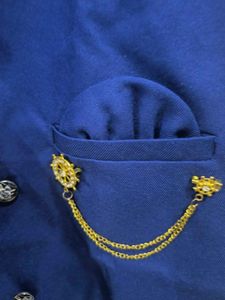 Royal blue waist coat.