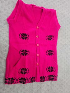Pink Floral Knit Vest