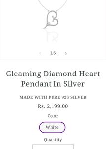 Real 925 Silver Gleaming Heart Necklace
