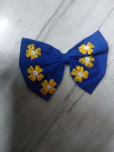 Handmade Embroidered Floral Hair Bow