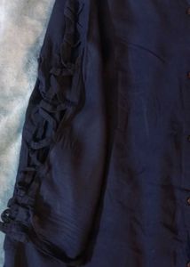 Navy Button-Down Top