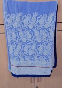 Blue Embroidery Sareee And Free Matching Kangan