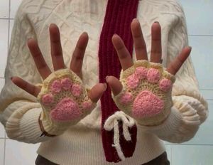 Crochet Paw Fingerless Gloves🐾