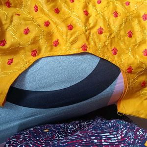 Yellow Embroidered Kurti