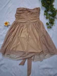 Strapless Sparkly Gold Mini Dress