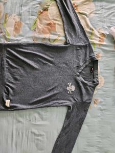 Diesel Gray Skull V-Neck Tee