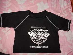 Black Graphic Crop Top