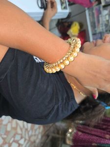 Pearl &amp; Gold Bangle Set
