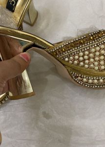 Golden Embellished Heels