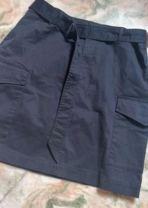 Black Belted Cargo Skirt