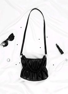 Black Ruched Shoulder Bag
