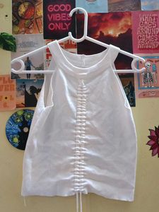White Ruched Tank Top