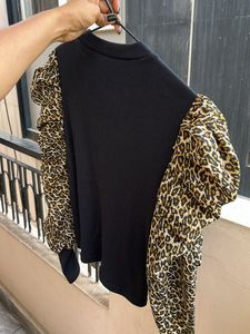 Black Leopard Printed Full Sleeves Top