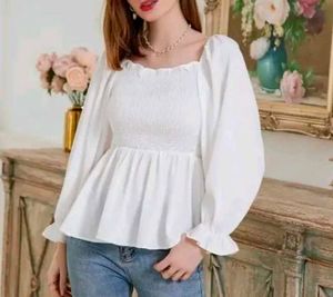White Peplum Top