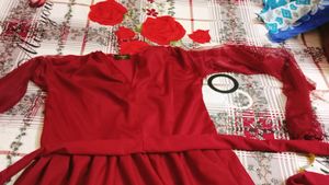 V Neck Knee Length Dress