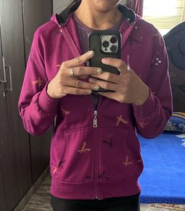 Purple Black Hooded Pretty Sweatshirt