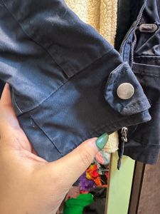 Zara Girls Outwear Blue Hooded Jacket