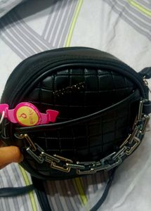 Black Leather Sling Bag