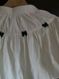 White Puff  Skirt with Black Bow Accents