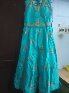 Aqua Dress with Floral Detail