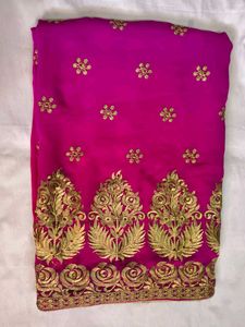 Pink Saree with Gold Embroidery