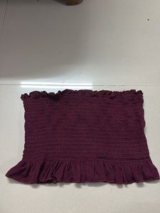 Burgundy Smocked Tube Top