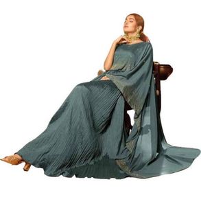 Elegant Ethnic Bottle Green Cape Gown
