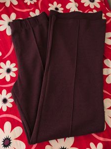 Burgundy Crepe Straight Leg Pants
