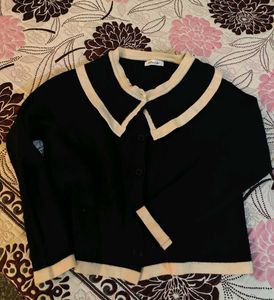 PRICE DROP!! Cute Black Cardigan with White Collar