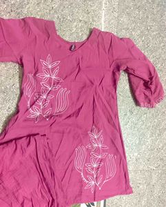 Maroon Floral Kurta Set Only Cash