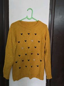 Cute Mustard Mouse Print Sweate size Mr