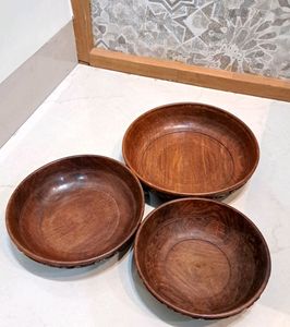 New Wooden Antique Bowl Set Of 3