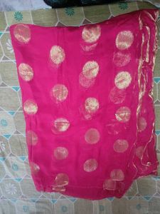 New Chiffon Rani pink Saree