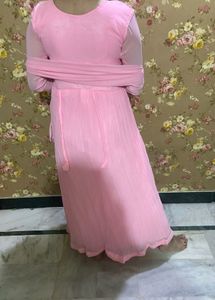 Elegant Pink Gown With Dupatta