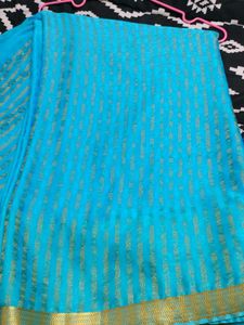 Gold And Blue Saree