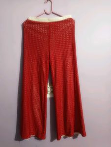 Red Crochet Wide Leg Pants