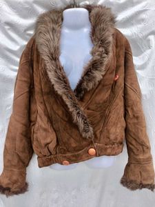 Vintage Imported Fur Collar Brown Jacket