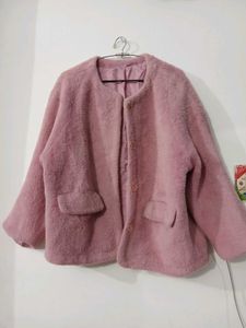Heavy Pink Faux Fur Coat
