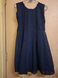 Navy &amp; Gold Print Sleeveless Dress