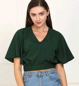 Tokyo Talkies Casual Women dark green top