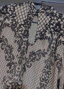 Nude Color Top Black Floral Print For 34 Bust