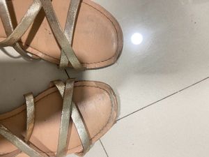 H &amp;mGold Flat Sandals
