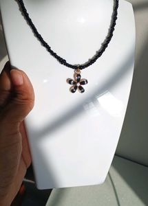 Floral Black Beaded Necklace